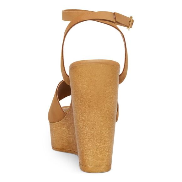 NWT STEVE MADDEN Womens Beige 1-1/2" Platform Welsh Leather Heeled Sandal 8 M - Picture 2 of 5